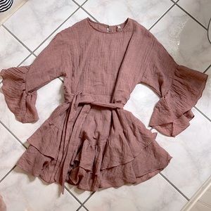Indikah Ruffle mini dress size S, rose